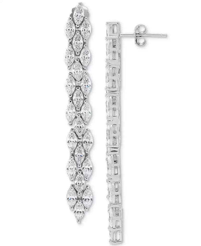 Arabella Cubic Zirconia Linear Drop Earrings in Sterling Silver