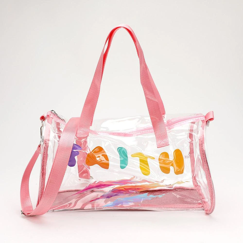 FAITH Message Printed Transparent Boston Bag Crossbody Bag – On