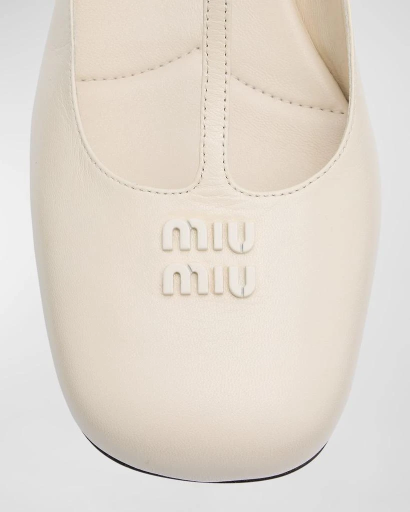Miu Miu Leather T-Strap Slingback Pumps 7
