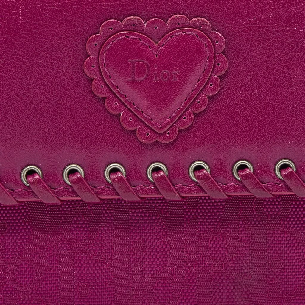 Dior Dior Pink Oblique Canvas and Leather Trim Flap Continental Wallet 5