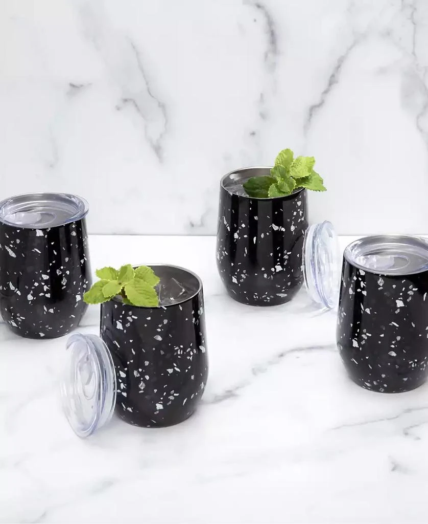 Cambridge Silversmiths 12 Oz Black Terzo Stainless Steel Wine Tumblers, Set of 4 6