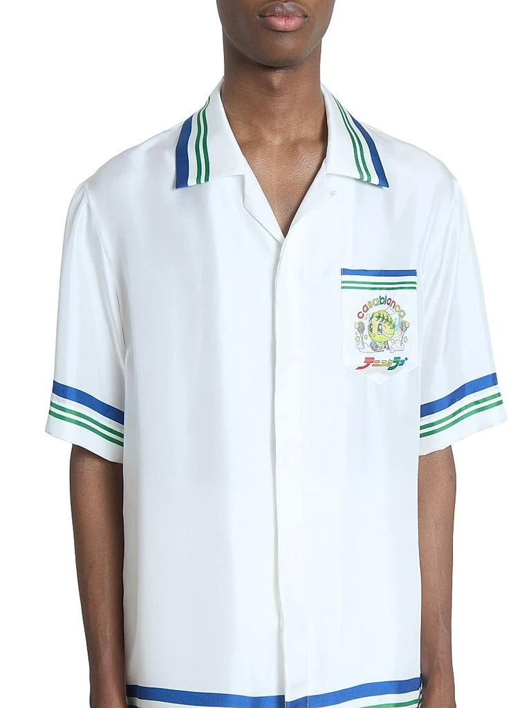 Casablanca Tennis Ball Silk Short-Sleeve Shirt 6