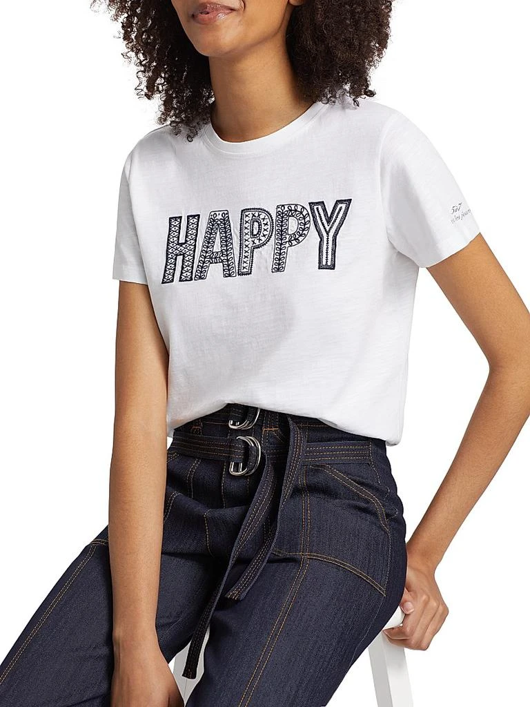 Cinq à Sept Embroidered "Happy" Cotton T-Shirt 6