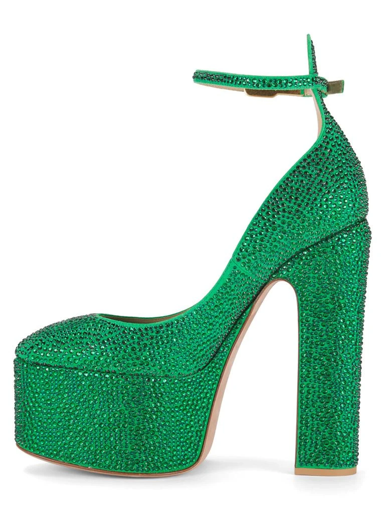 Valentino 155MM Crystal-Embellished Leather Platform Ankle-Strap Pumps 4