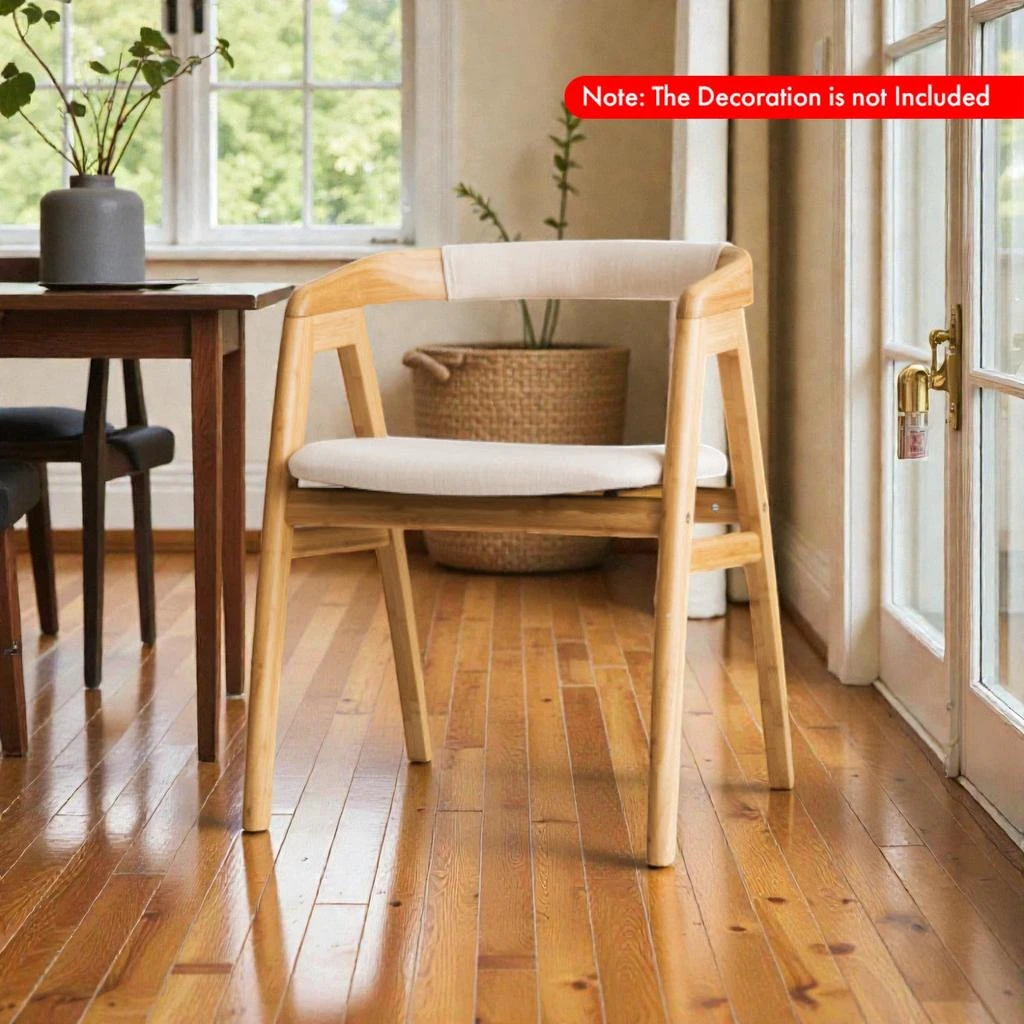 Hivvago Curved-Back Dining Chair Crafted from Natural Bamboo with Padded Seat 2