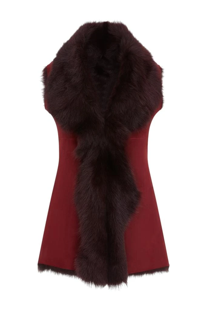 Infinity Leather Female Burgundy Toscana Sheepskin Long Gilet-Sorocaba 1