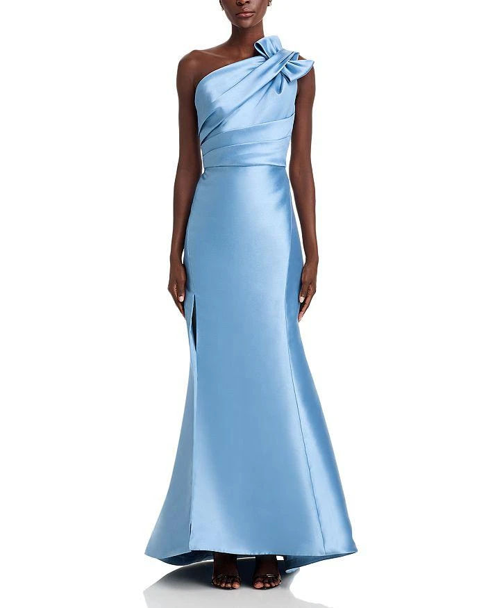 Amsale One Shoulder Bow Gown 7