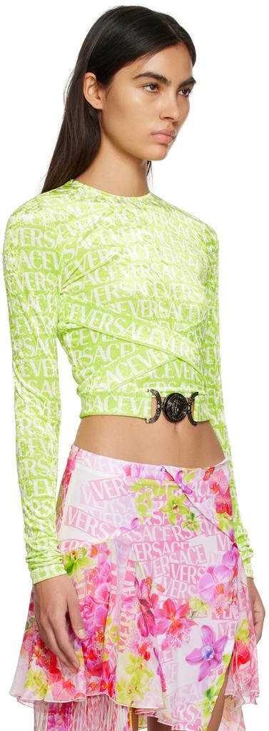 Versace Green Allover Long Sleeve T-Shirt 2