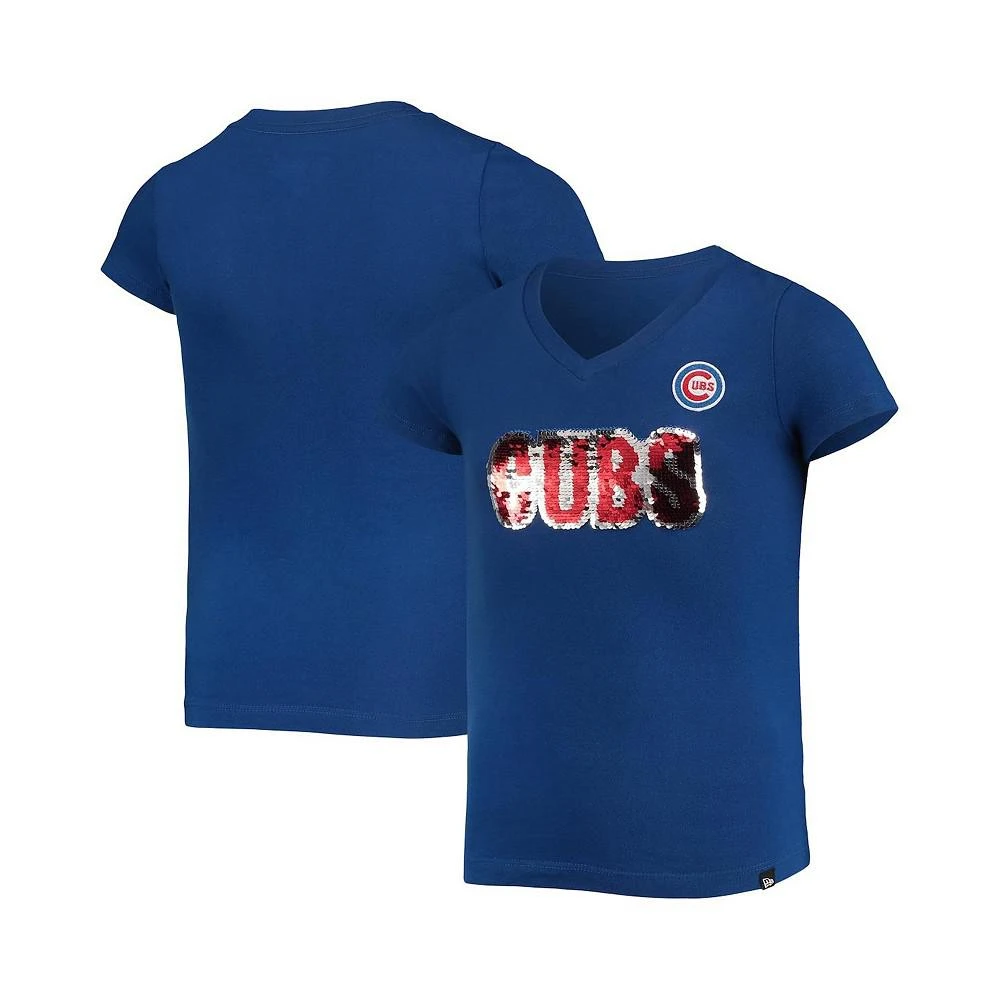 5th & Ocean Big Girls New Era Royal Chicago Cubs Flip Sequin Team T-shirt 1