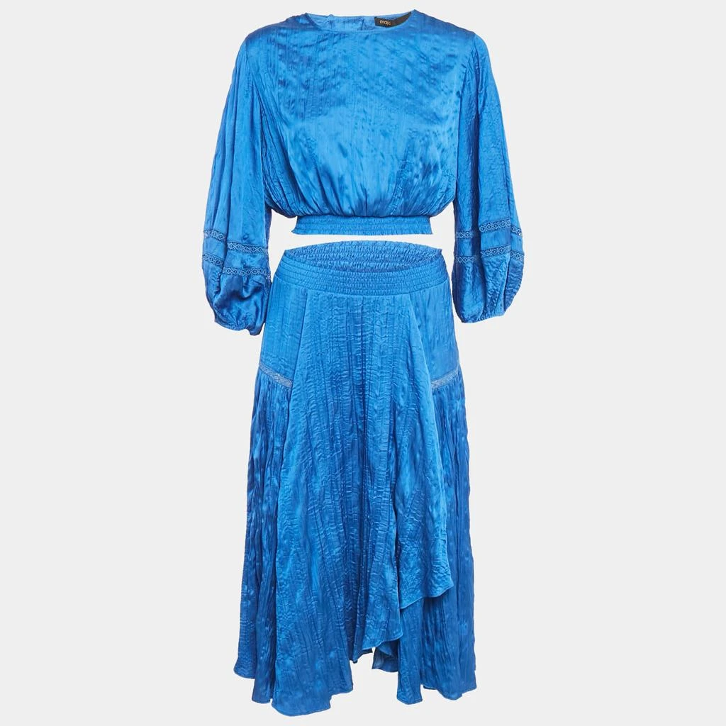 Maje Maje Blue Crepe Lace Trimmed Top and Skirt Set M/S