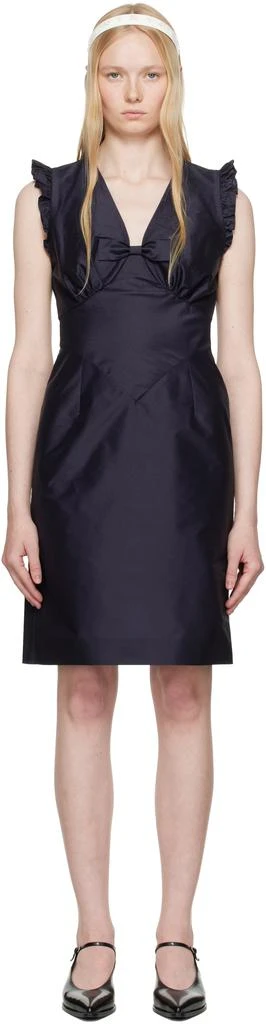 Shushu/Tong Navy Lace Flare Sleeve Midi Dress