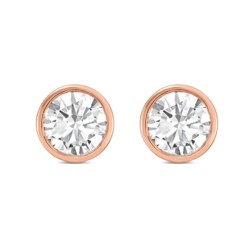 Diana M Jewels 14KT ROSE GOLD LAB GROWN ROUND STUDS IN A BEZEL SETTING WEIGHING 5.00 CTS TW