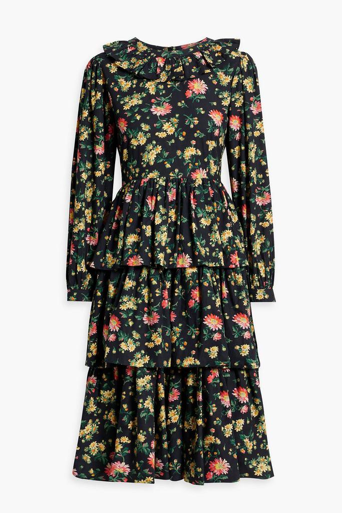 BATSHEVA Welsh tiered floral-print cotton-poplin dress