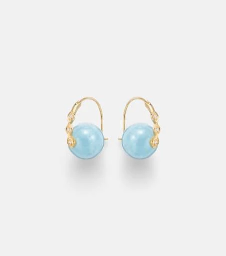 Sydney Evan 14kt gold (585/1000) earrings with diamonds and aquamarines