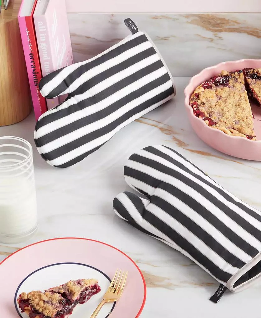 Kate Spade Botanical Stripe Oven Mitt 2-Pack Set, 7" x 13" 6