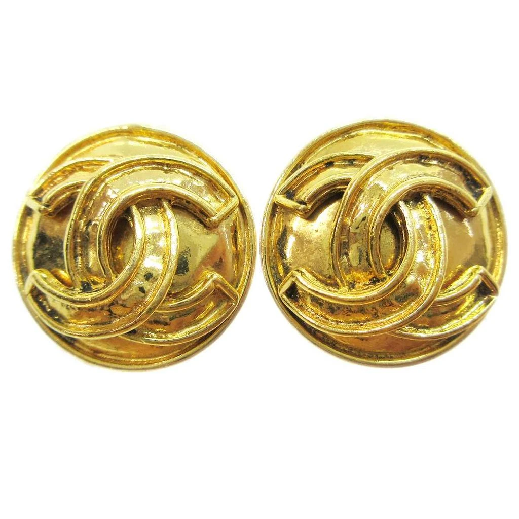 Chanel Cc Button Clip-On Earrings Metal _Plated Earrings Jewelry (Pre-Owned)