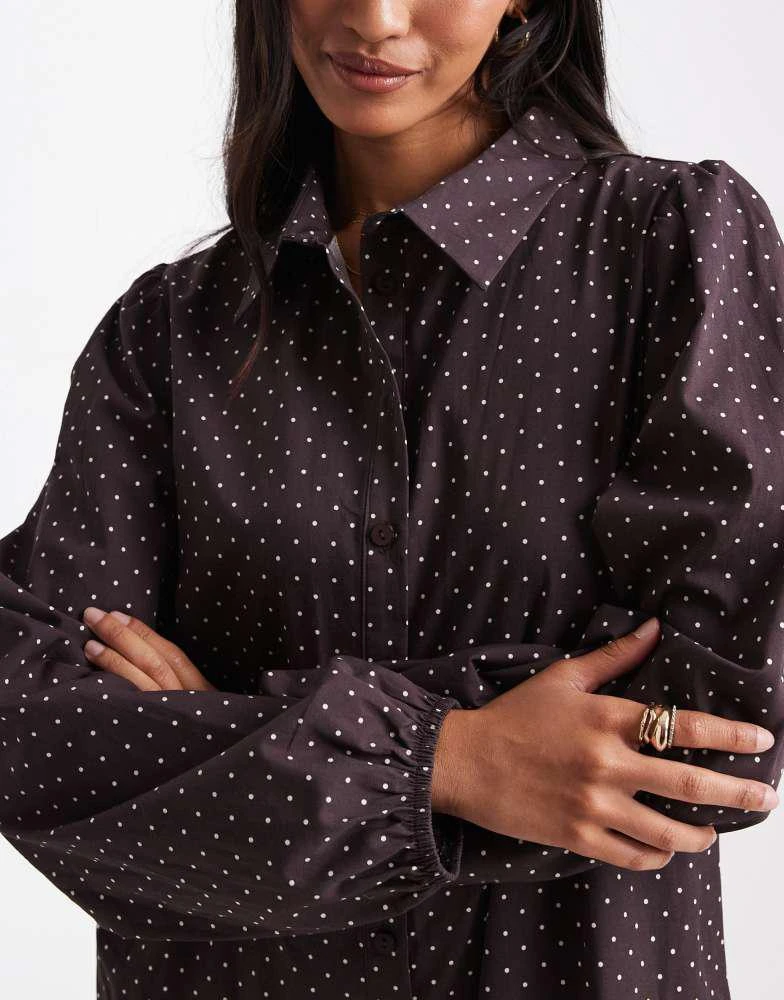 Miss Selfridge Miss Selfridge dropped waist mini shirt dress in polka dot 4