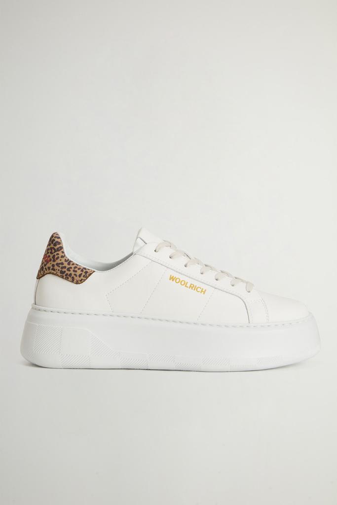 Woolrich Chunky Court Sneakers in Leather - Women - White