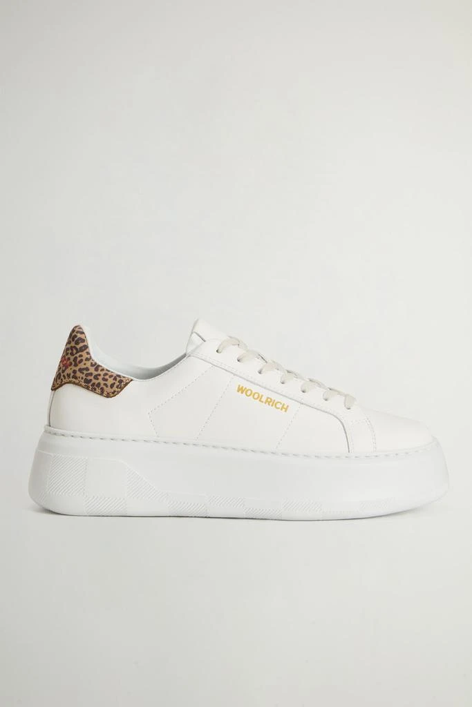 Woolrich Chunky Court Sneakers in Leather - Women - White 1