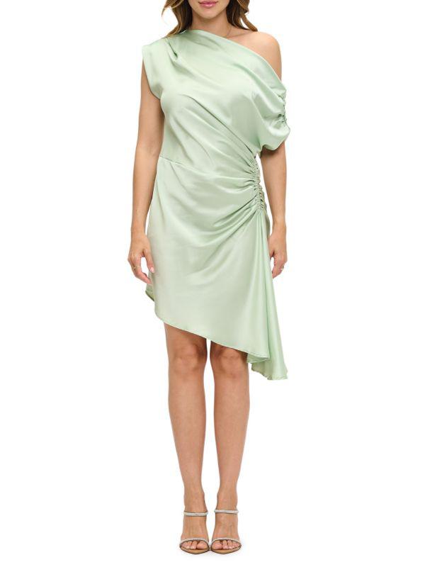 Renee C. Satin Asymmetric A-Line Minidress