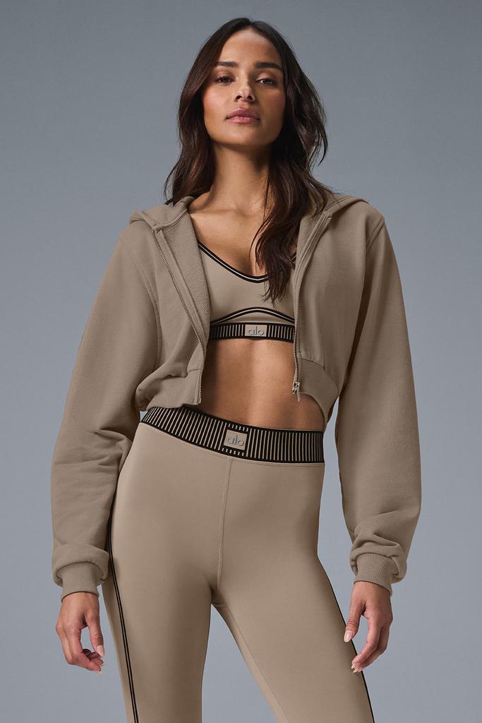 Alo Yoga Sweet Escape Zip Up Hoodie - Gravel