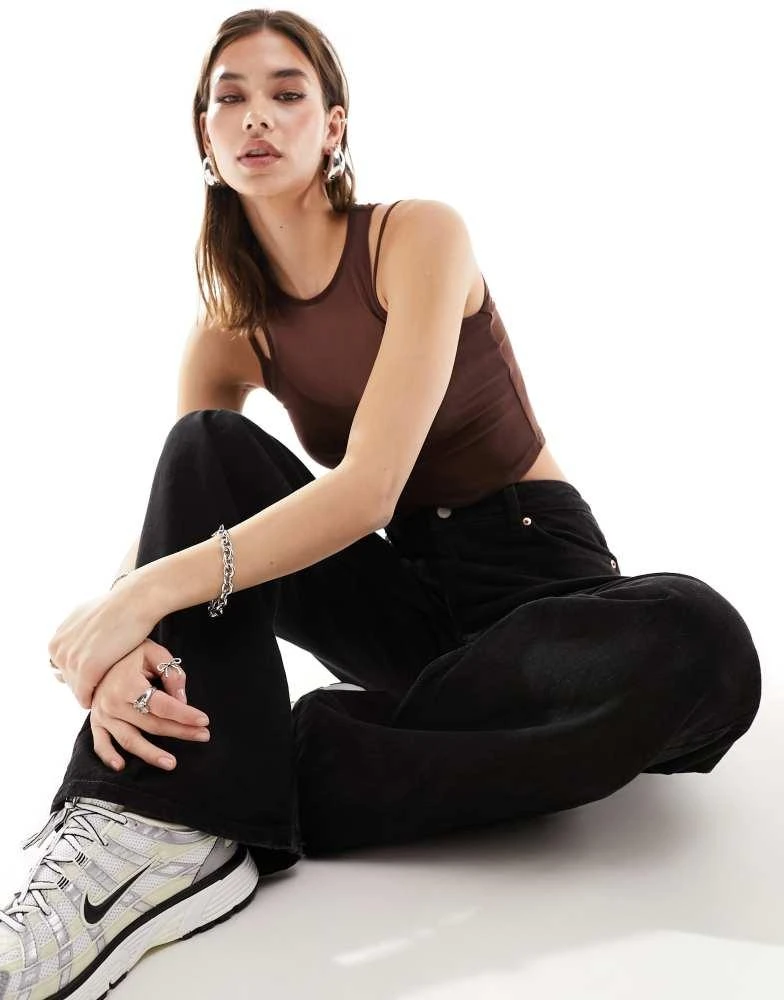 Monki Monki Naoki loose fit low rise jeans in black 2