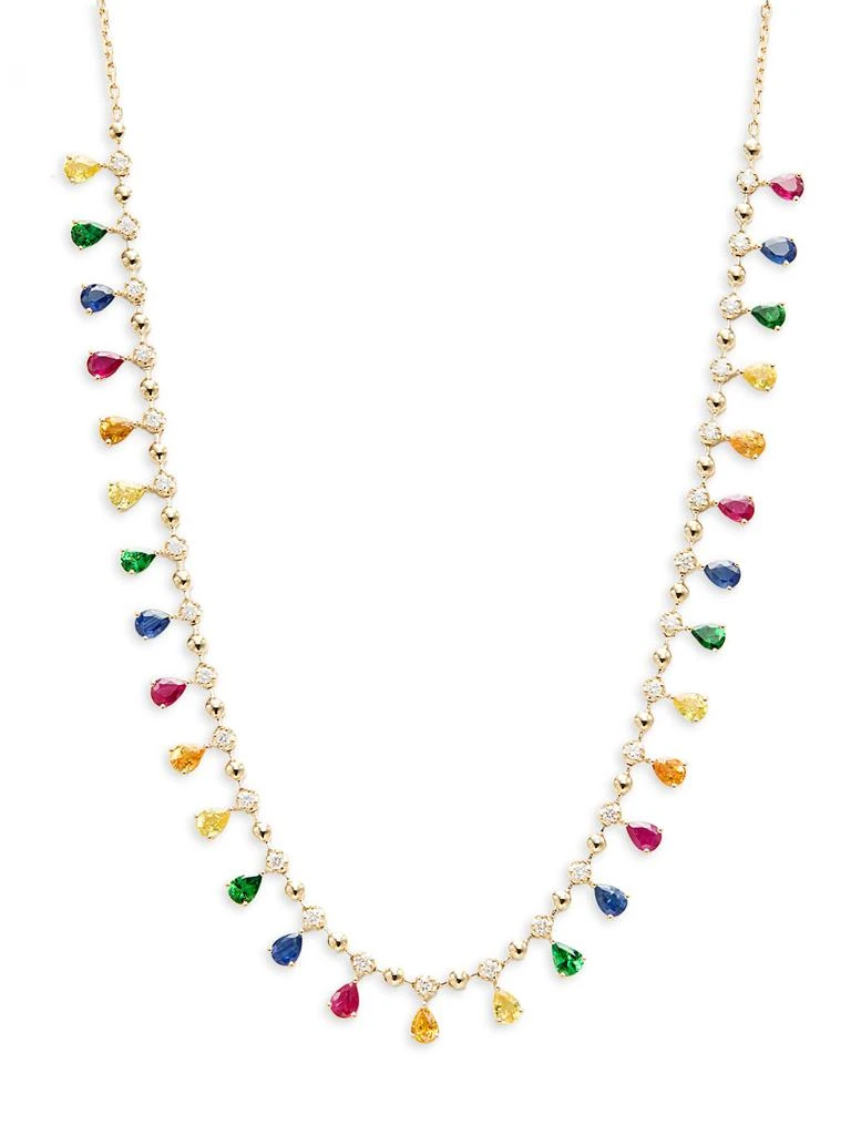 Effy 14K Yellow Gold, Multicolor Sapphire 
0.71 TCW Diamond Necklace