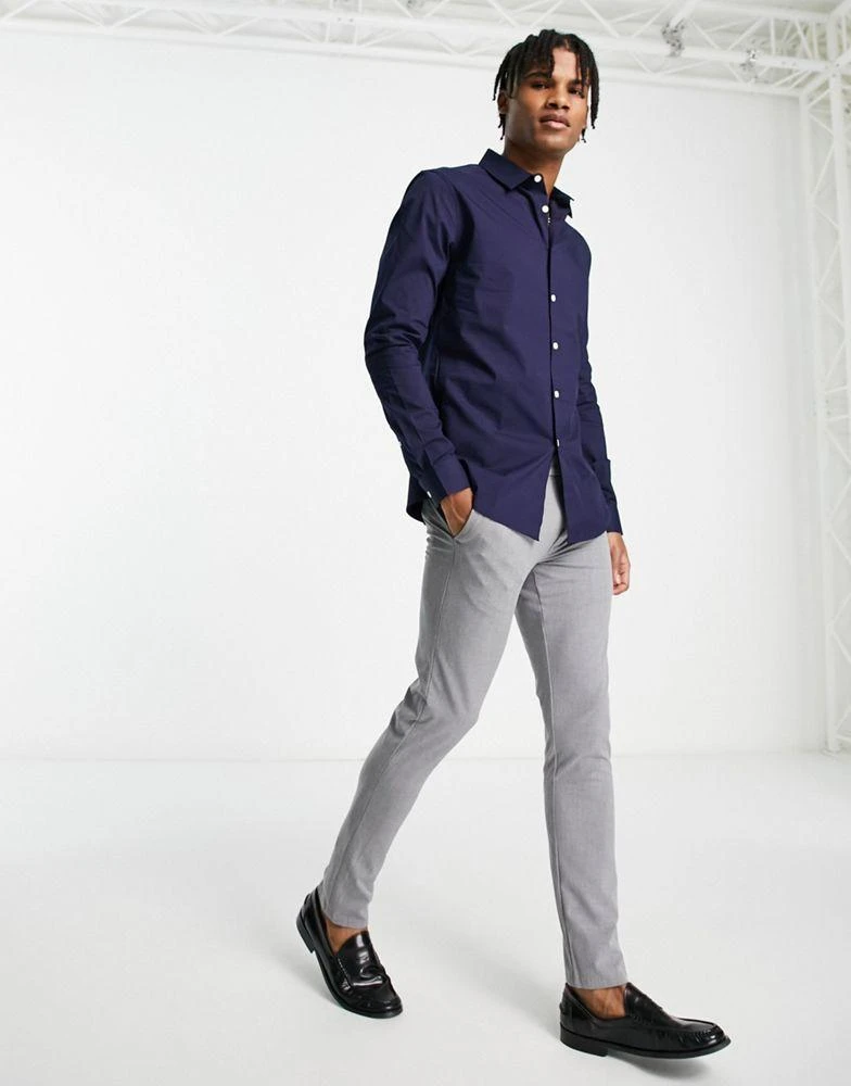 ASOS ASOS DESIGN stretch slim fit work shirt in navy 4
