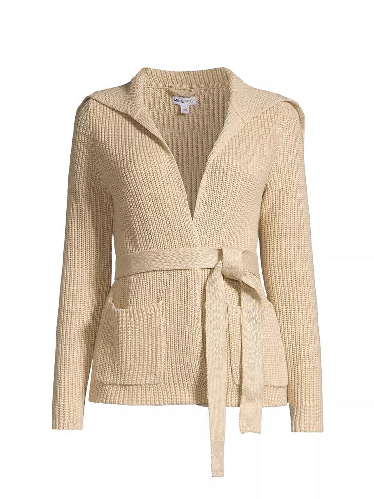 Minnie Rose Cotton-Cashmere Shaker Flyaway Cardigan