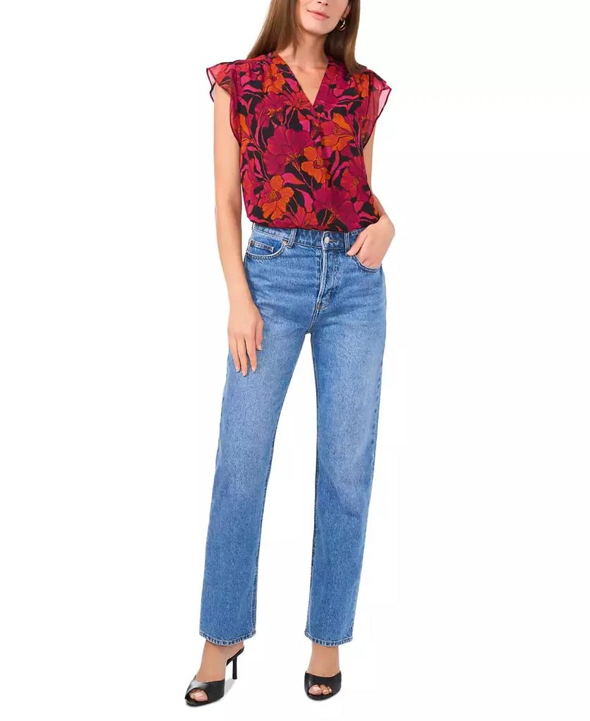 Vince Camuto Women's Floral V-Neck Flutter-Sleeve Top 3