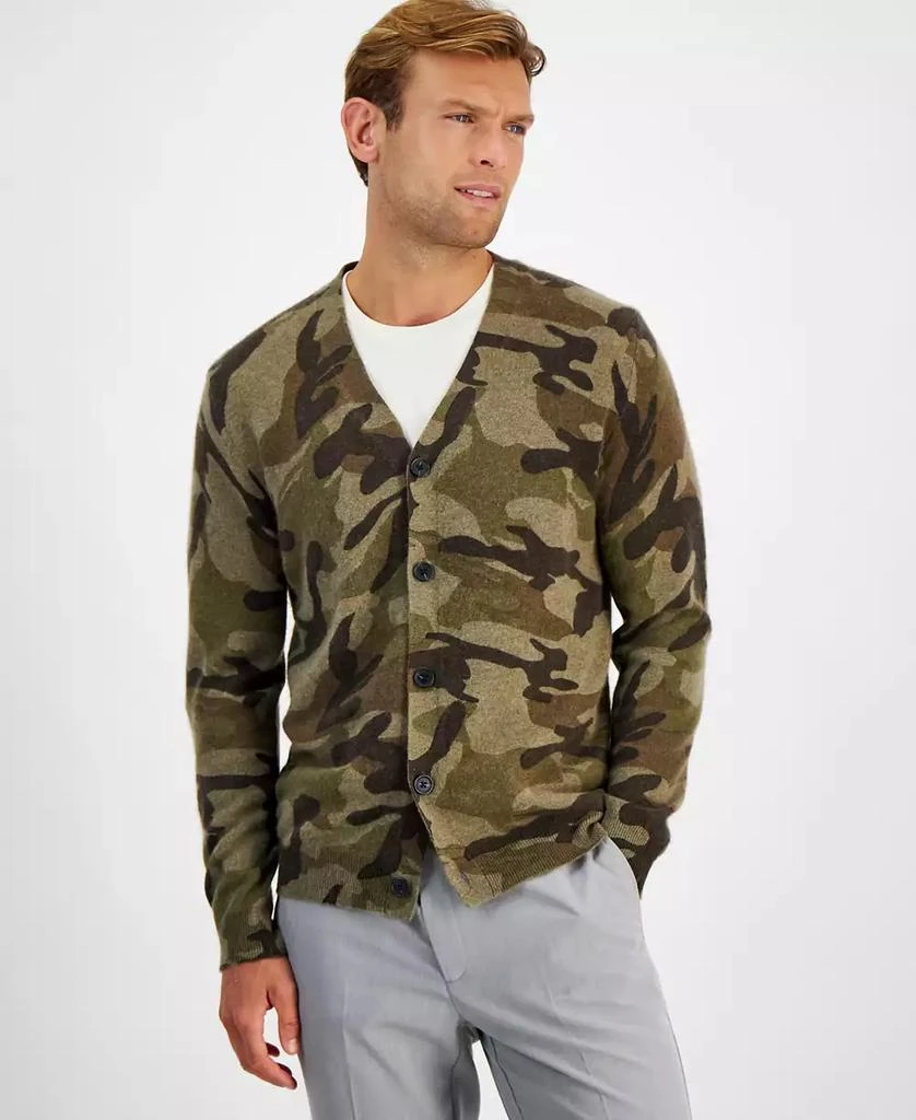 Club Room Men's Camo V-Neck Cashmere Cardigan Sweater, Created for Macy's 1