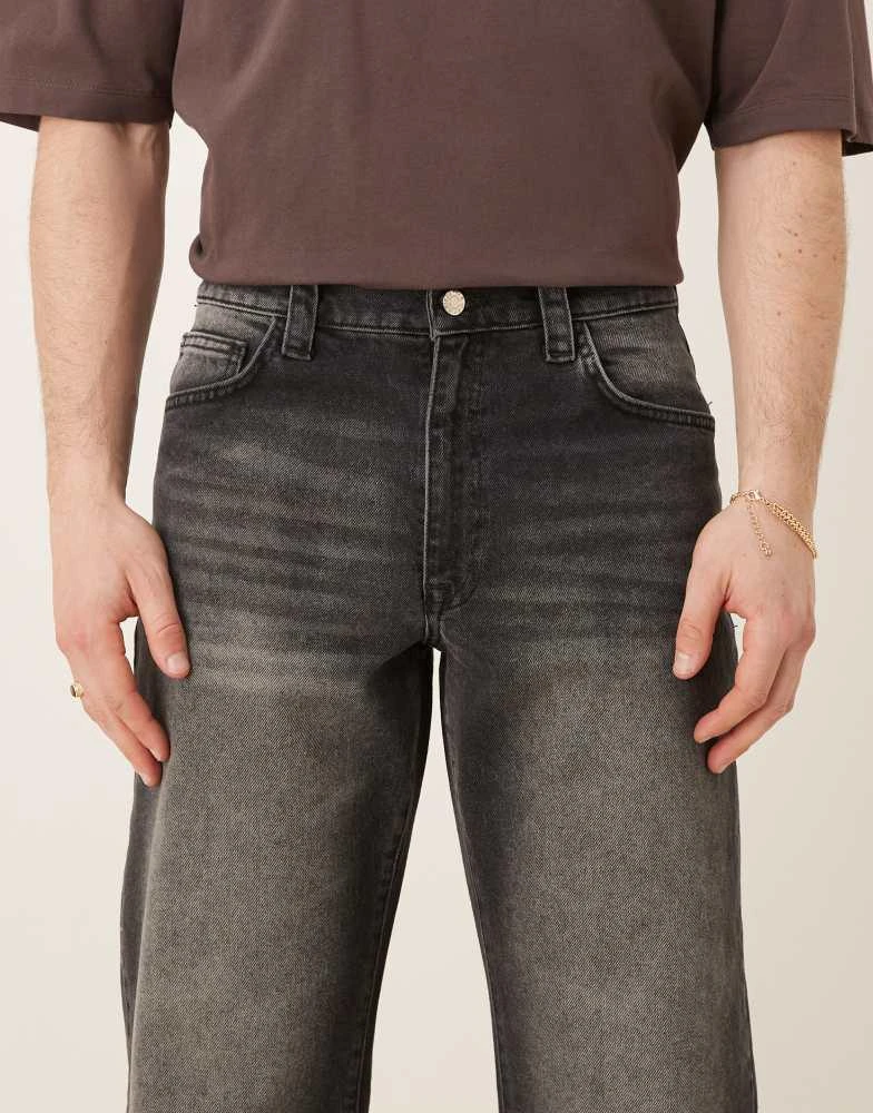ASOS ASOS DESIGN wide flare jeans in vintage washed black 5