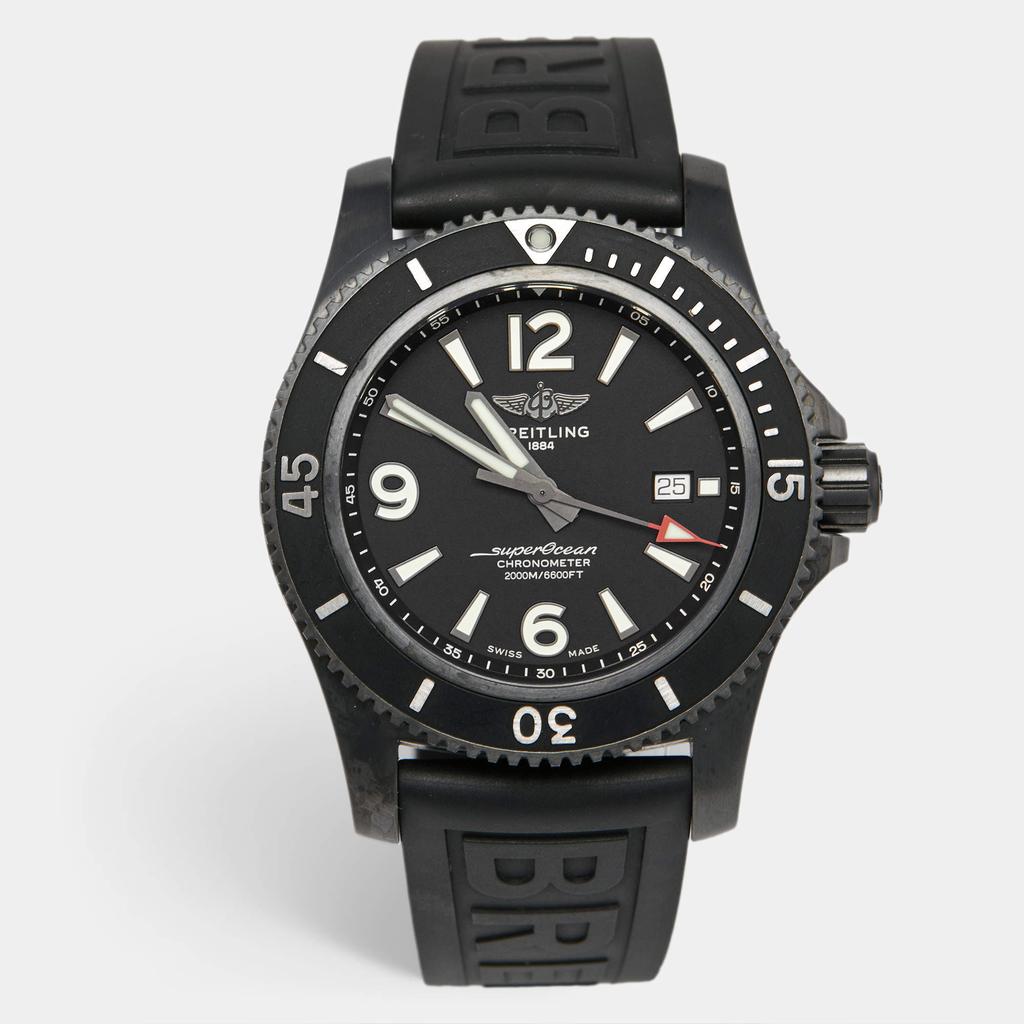 BREITLING Breitling Black PVD Coated Stainless Steel Rubber Superocen II M17368B71B1S1 Men's Wristwatch 46 mm