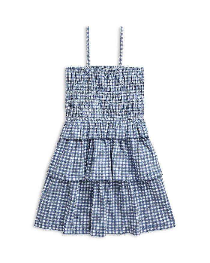 Ralph Lauren Girls' Plaid Smocked Cotton Jersey Dress - Big Kid, Little Kid