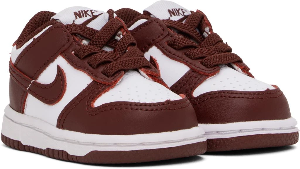 NIKE Baby White & Burgundy Dunk Low Sneakers 4