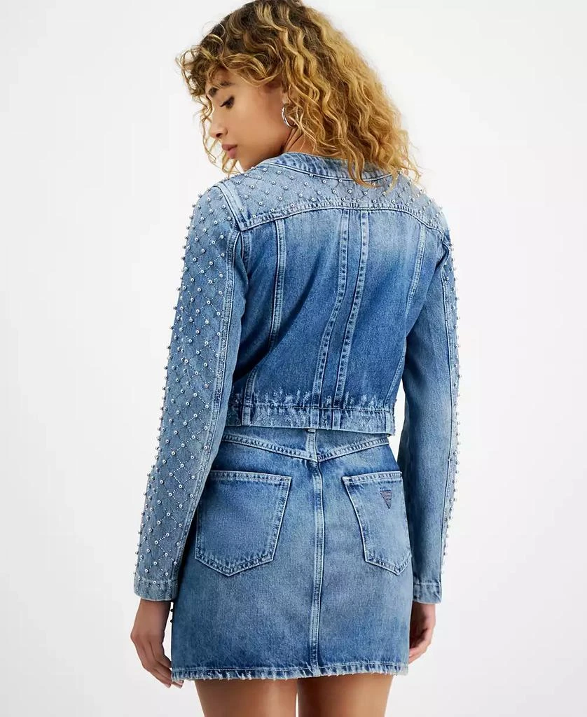GUESS Women's Marissa Cotton Embellished Denim Jacket 2