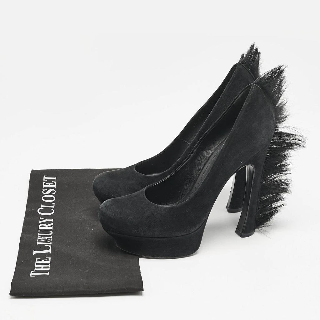 Yves Saint Laurent Saint Laurent  Black Fur and Suede Platform Pumps Size 39 9