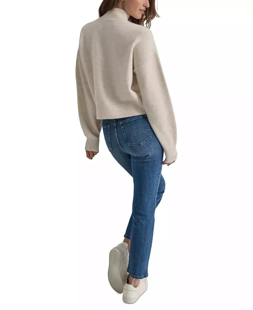 DKNY Women's Petite Mock Neck Boxy Cropped Sweater 2