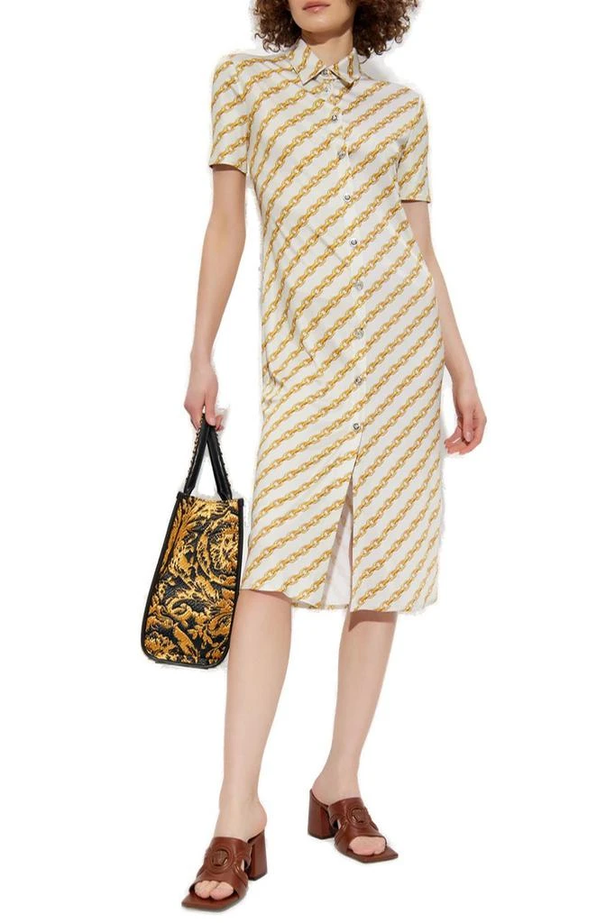 Versace Versace Chain-Printed Button-Up Midi Dress 4