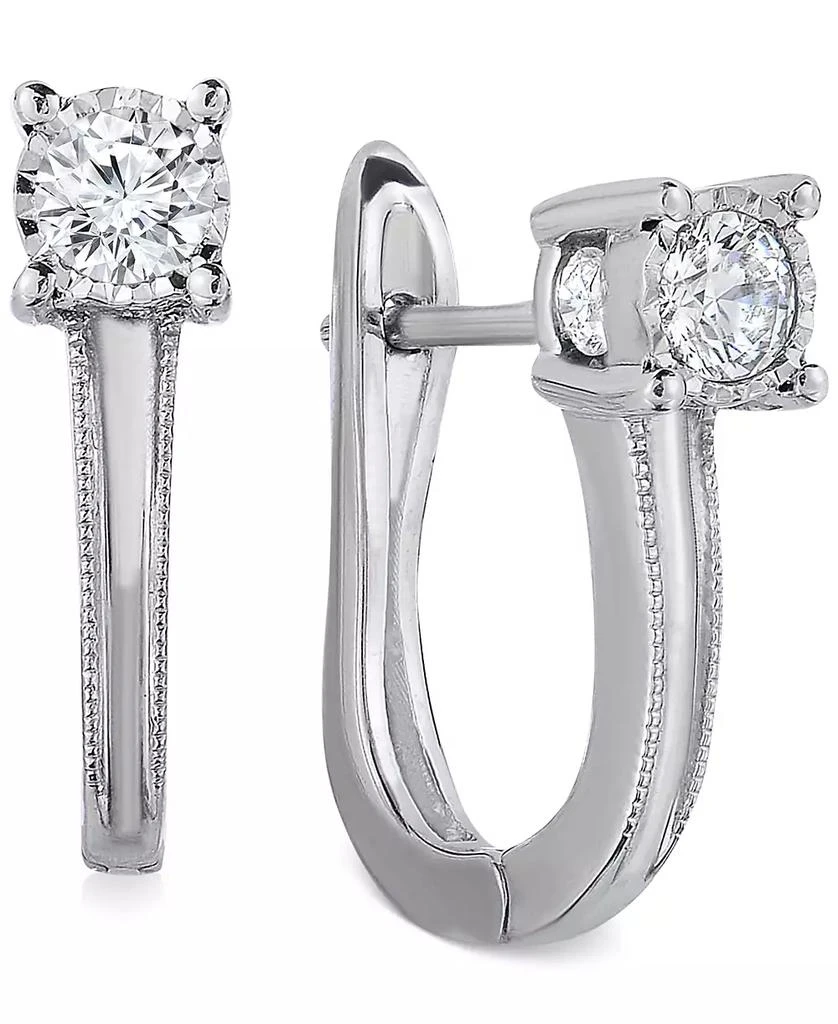TruMiracle Diamond Leverback Hoop Earrings (1/2 ct. t.w.) in 10k White Gold 1