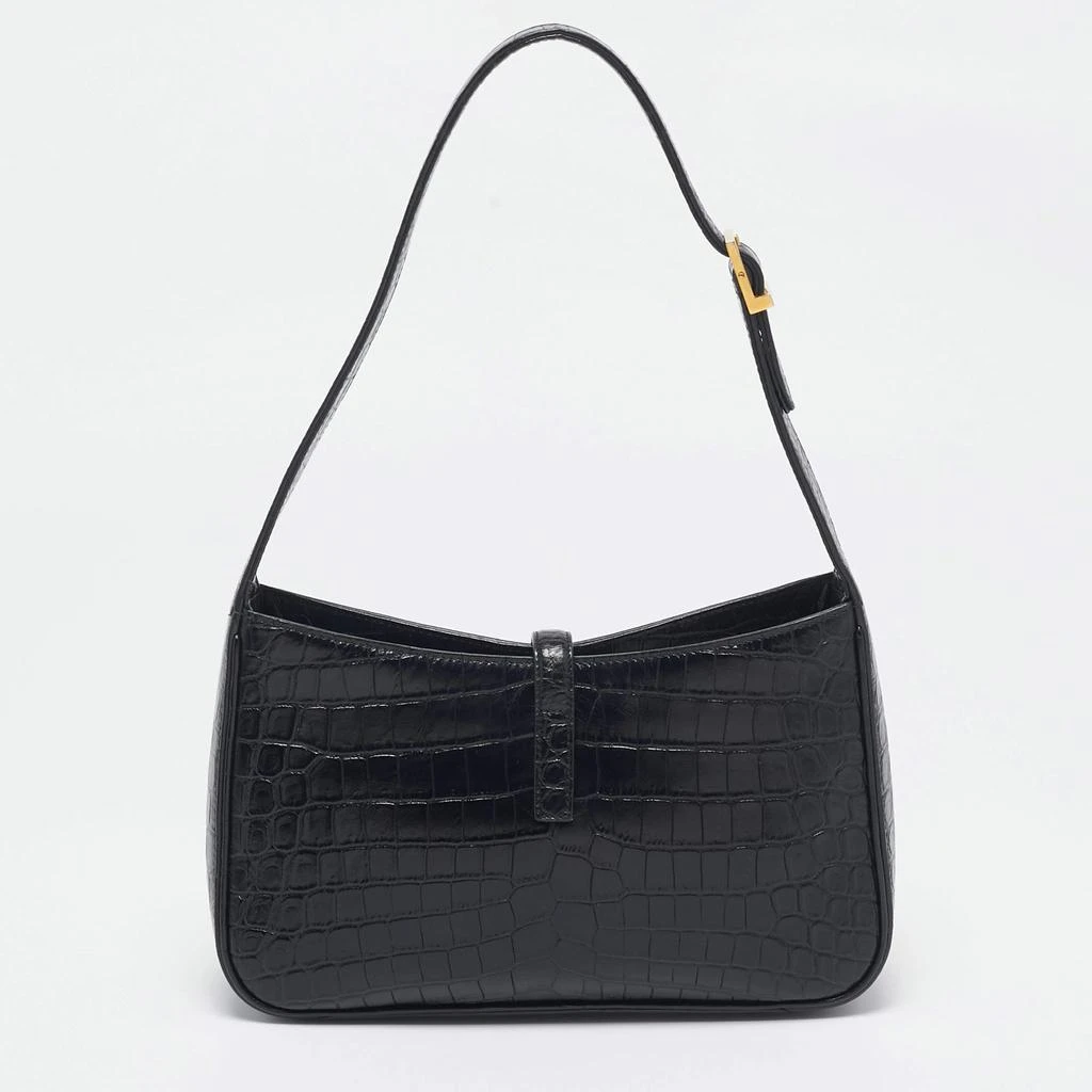 Yves Saint Laurent Saint Laurent Black Croc Embossed Leather LE 5 À 7 Shoulder Bag 4