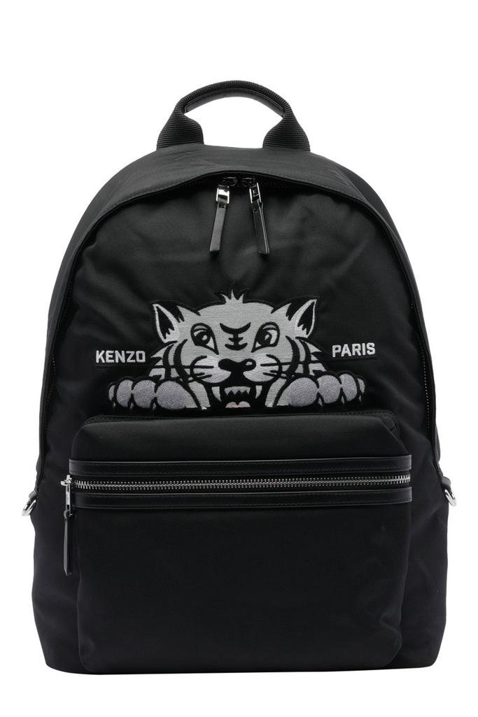 n54【極美品】ケンゾー　グレインレザー　ブラック　エンボスロゴリュックA4可. 美品・激レア】KENZOリュックサック バックパック チェーン 鍵