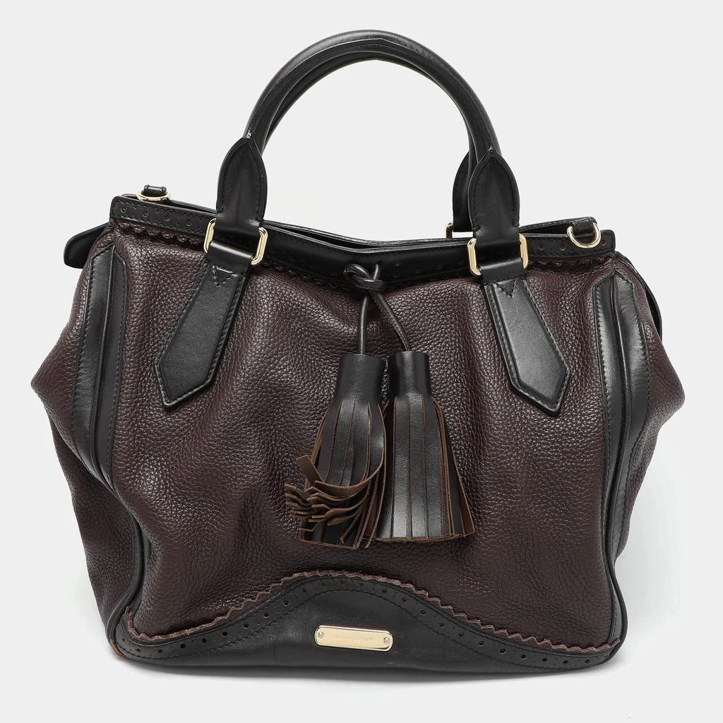 Burberry Burberry Brown/Black Leather Tassel Detail Satchel 1