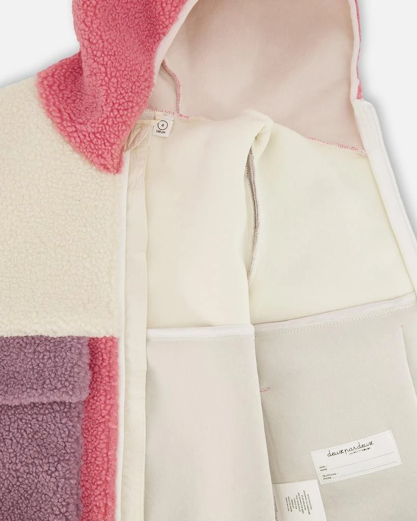 Deux par Deux Long Sleeve Sherpa Jacket Pink Colorblock 5
