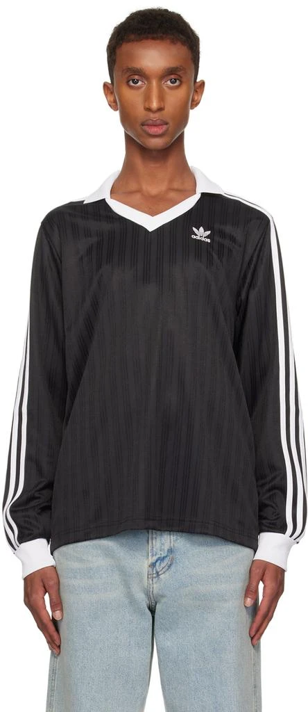 Adidas Black Adicolor Piqué Soccer Long Sleeve Polo 1