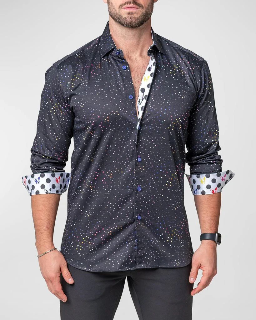 Maceoo Men's Fibonacci Dotrainbow Button-Front Shirt 1