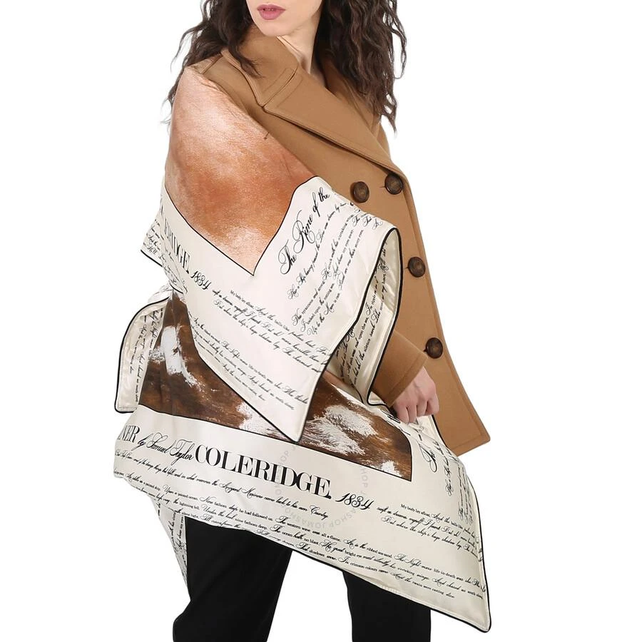 Burberry Brown Mariner Print Blanket Detail Technical Wool Pea Coat 3