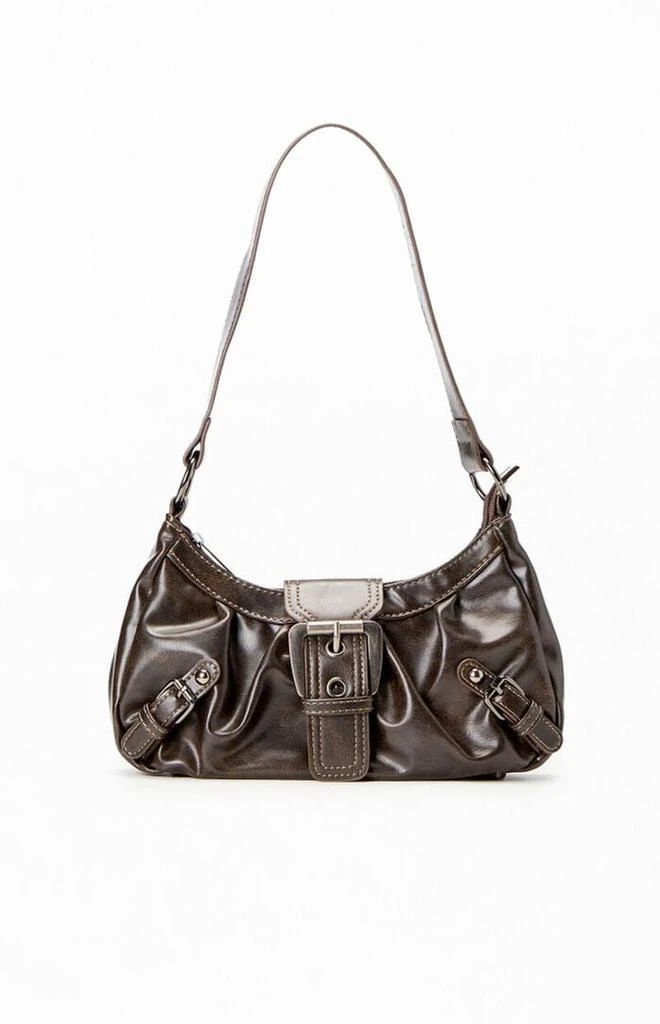 PacSun Brown Faux Leather Front Buckle Shoulder Bag 1