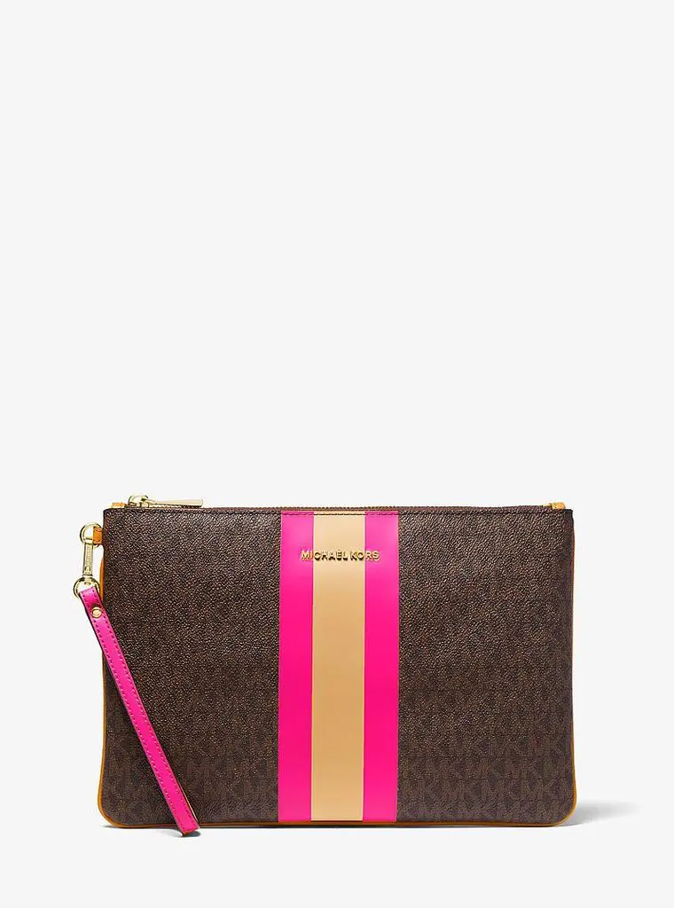 Michael Kors Large Logo Stripe Zip Pouch