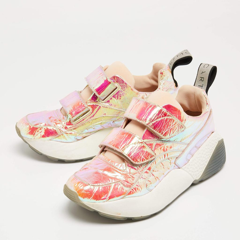 Stella McCartney Stella McCartney Multicolor Holographic Faux Leather Velcro Strap Sneakers Size 39